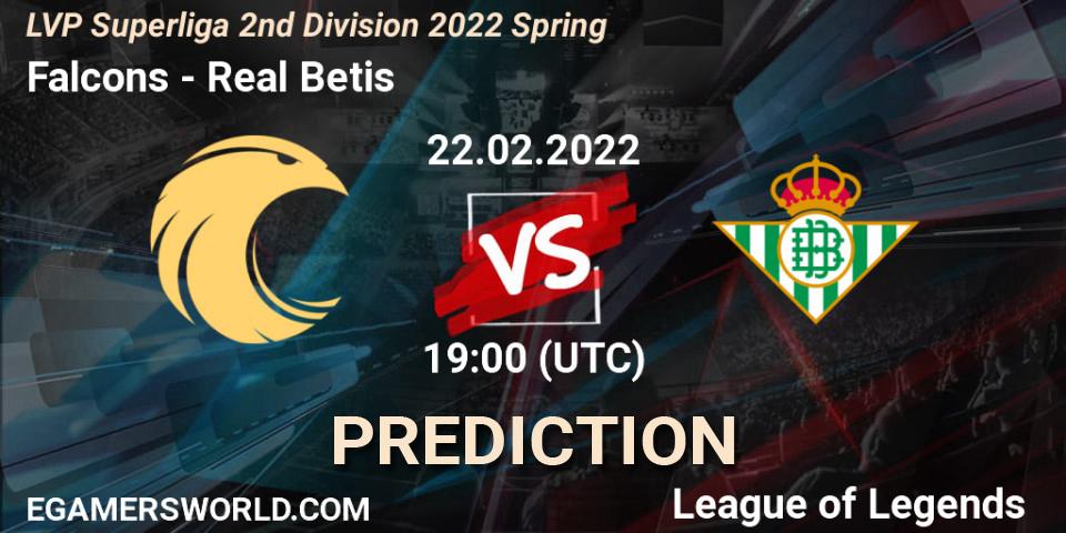 Falcons - Real Betis: прогноз. 22.02.2022 at 19:00, LoL, LVP Superliga 2nd Division 2022 Spring