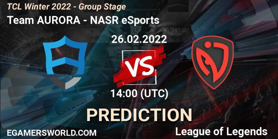 Team AURORA - NASR eSports: прогноз. 26.02.2022 at 14:00, LoL, TCL Winter 2022 - Group Stage