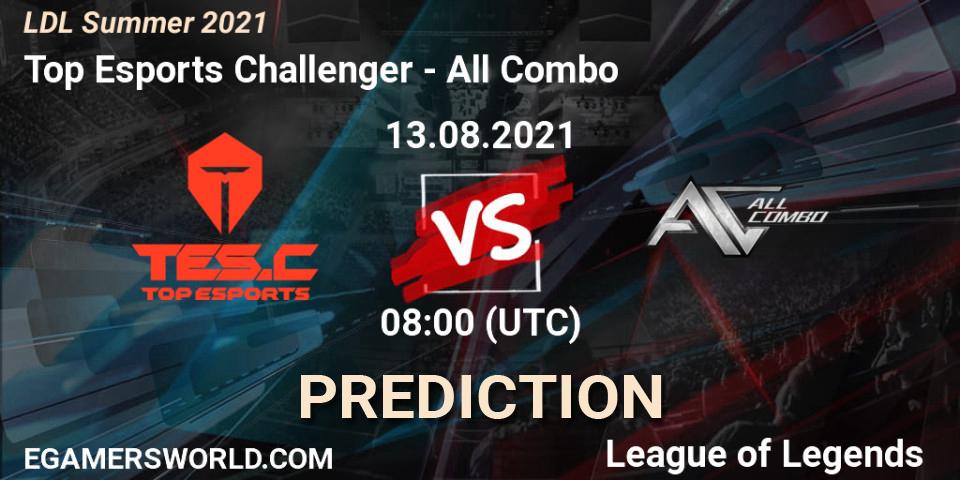 Top Esports Challenger - All Combo: прогноз. 13.08.2021 at 08:00, LoL, LDL Summer 2021