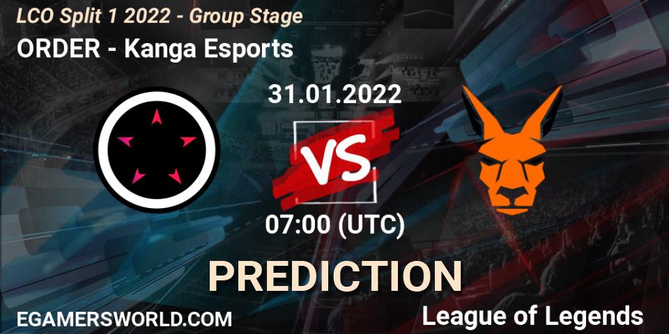 ORDER - Kanga Esports: прогноз. 31.01.22, LoL, LCO Split 1 2022 - Group Stage 
