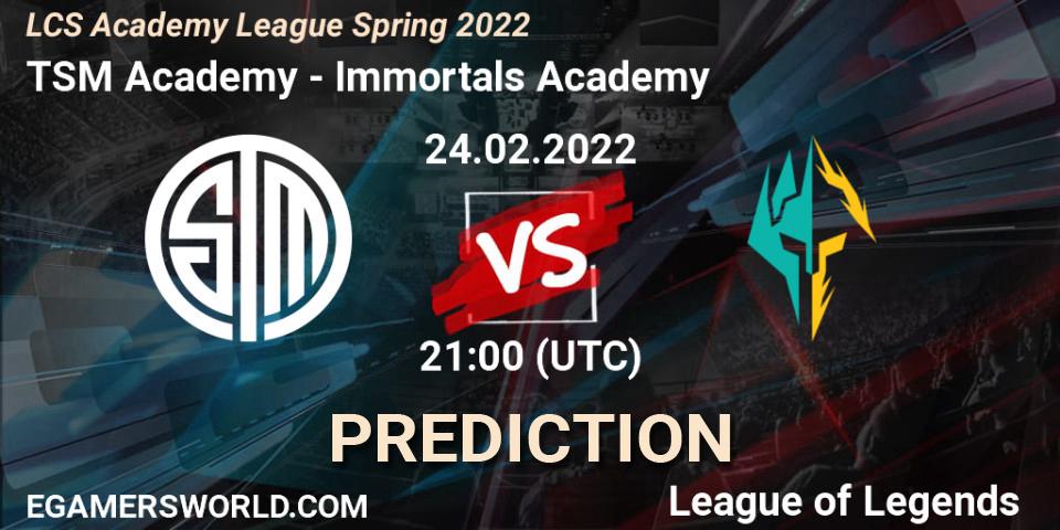 TSM Academy - Immortals Academy: прогноз. 24.02.2022 at 21:00, LoL, LCS Academy League Spring 2022