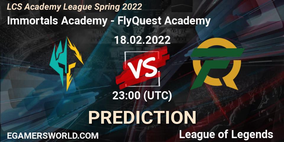 Immortals Academy - FlyQuest Academy: прогноз. 18.02.2022 at 22:55, LoL, LCS Academy League Spring 2022