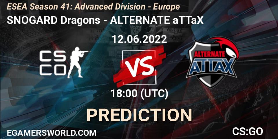 SNOGARD Dragons - ALTERNATE aTTaX: прогноз. 12.06.2022 at 18:00, Counter-Strike (CS2), ESEA Season 41: Advanced Division - Europe