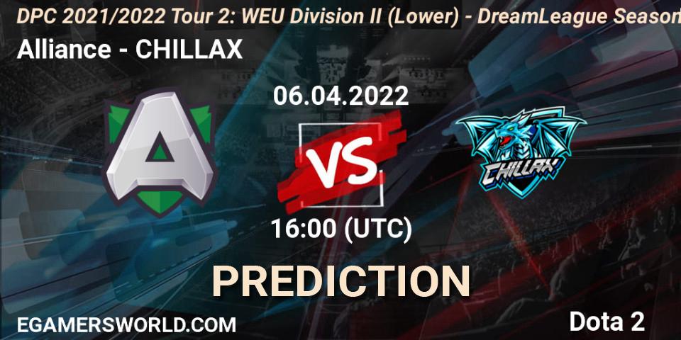 Alliance - CHILLAX: прогноз. 06.04.2022 at 15:55, Dota 2, DPC 2021/2022 Tour 2: WEU Division II (Lower) - DreamLeague Season 17