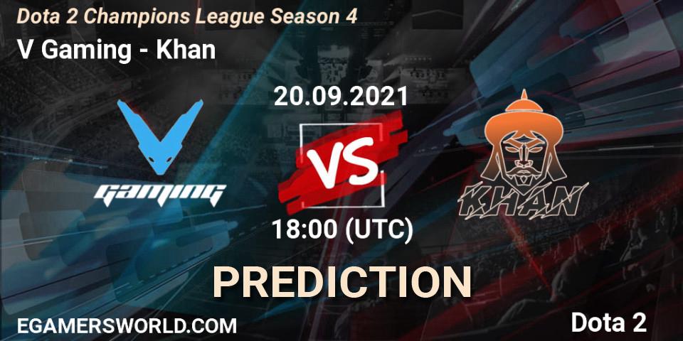 V Gaming - Khan: прогноз. 20.09.2021 at 18:07, Dota 2, Dota 2 Champions League Season 4