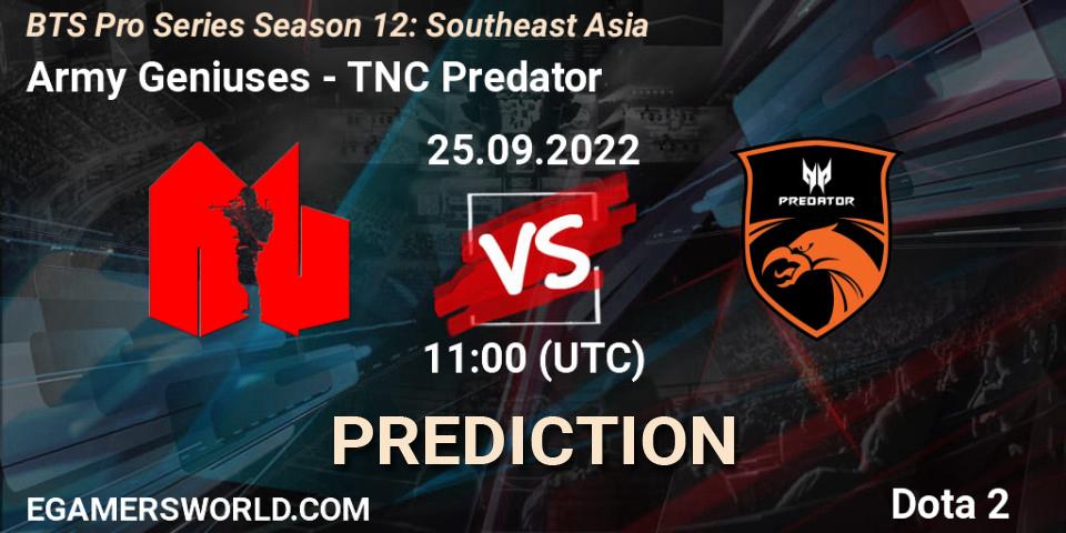 Army Geniuses - TNC Predator: прогноз. 25.09.2022 at 10:53, Dota 2, BTS Pro Series Season 12: Southeast Asia