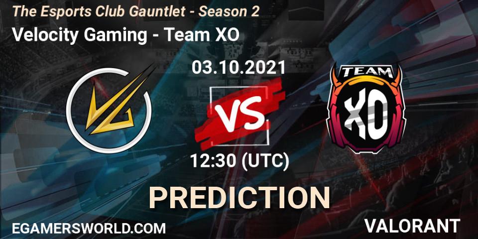 Velocity Gaming - Team XO: прогноз. 03.10.2021 at 12:30, VALORANT, The Esports Club Gauntlet - Season 2