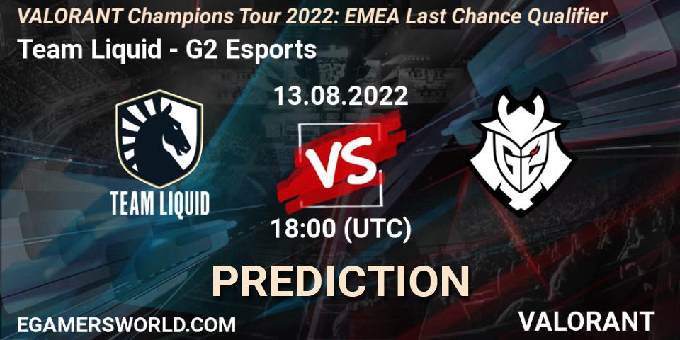 Team Liquid - G2 Esports: прогноз. 13.08.22, VALORANT, VCT 2022: EMEA Last Chance Qualifier
