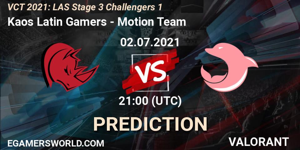 Kaos Latin Gamers - Motion Team: прогноз. 02.07.2021 at 22:00, VALORANT, VCT 2021: LAS Stage 3 Challengers 1