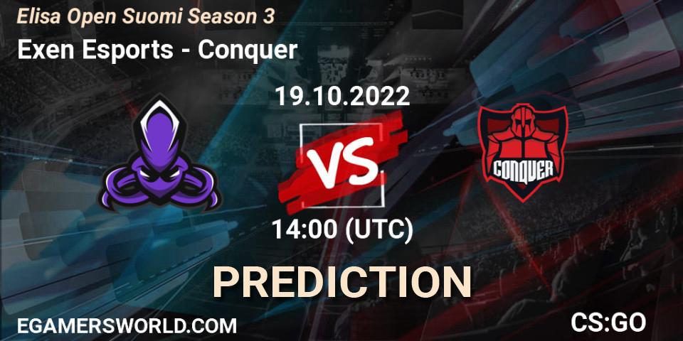 Exen Esports - Conquer: прогноз. 19.10.2022 at 14:00, Counter-Strike (CS2), Elisa Open Suomi Season 3