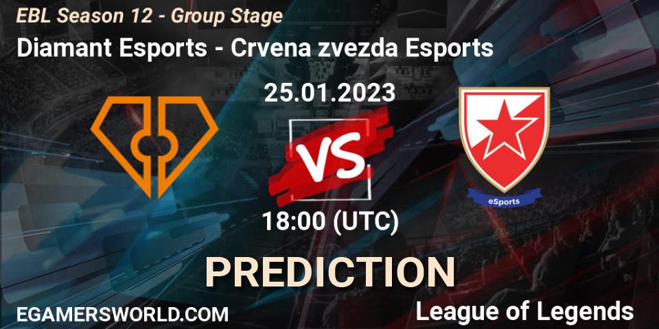 Diamant Esports - Crvena zvezda Esports: прогноз. 25.01.2023 at 18:00, LoL, EBL Season 12 - Group Stage