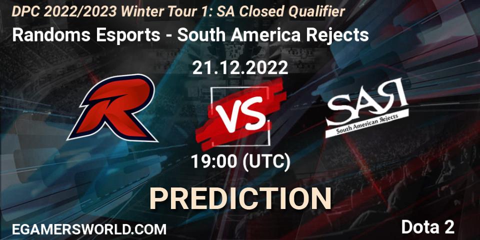 Randoms Esports - South America Rejects: прогноз. 21.12.2022 at 19:01, Dota 2, DPC 2022/2023 Winter Tour 1: SA Closed Qualifier