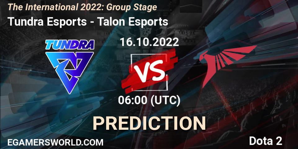 Tundra Esports - Talon Esports: прогноз. 16.10.2022 at 06:37, Dota 2, The International 2022: Group Stage