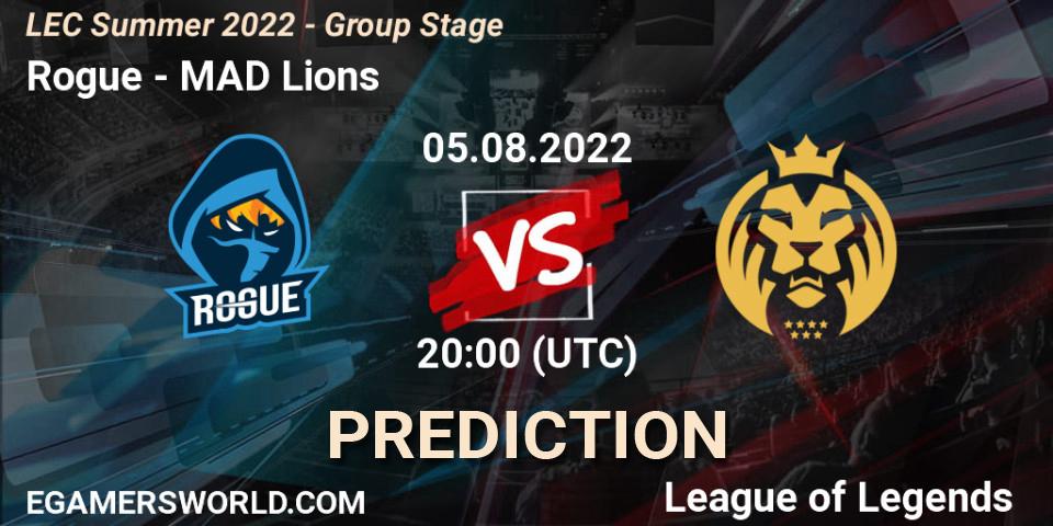 Rogue - MAD Lions: прогноз. 05.08.2022 at 19:00, LoL, LEC Summer 2022 - Group Stage