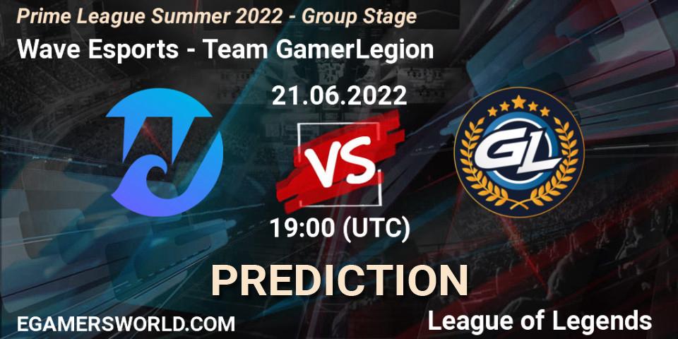 Wave Esports - Team GamerLegion: прогноз. 21.06.2022 at 19:00, LoL, Prime League Summer 2022 - Group Stage