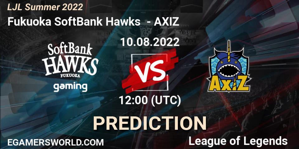 Fukuoka SoftBank Hawks - AXIZ: прогноз. 10.08.2022 at 12:40, LoL, LJL Summer 2022