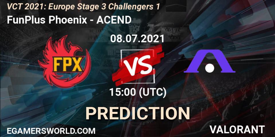 FunPlus Phoenix - ACEND: прогноз. 08.07.2021 at 15:00, VALORANT, VCT 2021: Europe Stage 3 Challengers 1