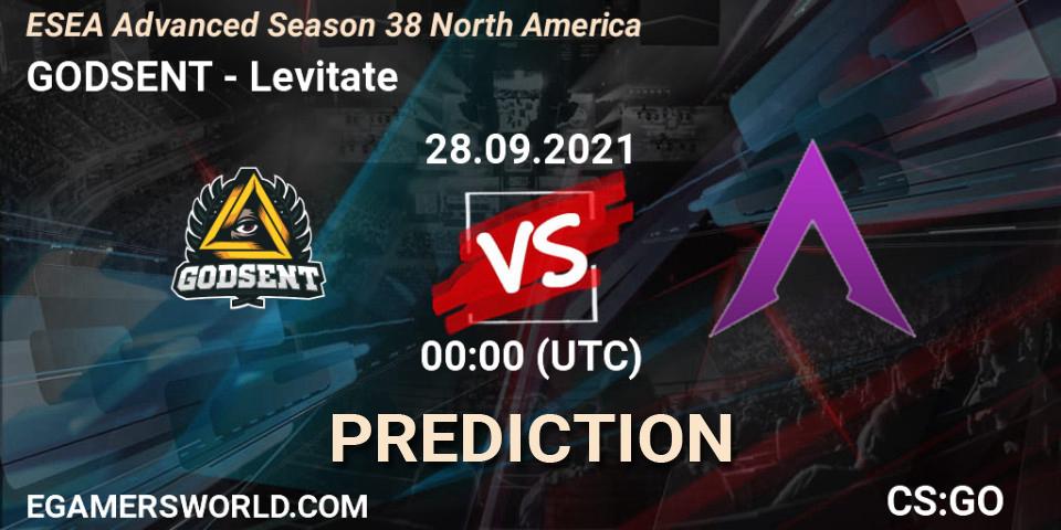 GODSENT - Levitate: прогноз. 28.09.2021 at 00:00, Counter-Strike (CS2), ESEA Advanced Season 38 North America