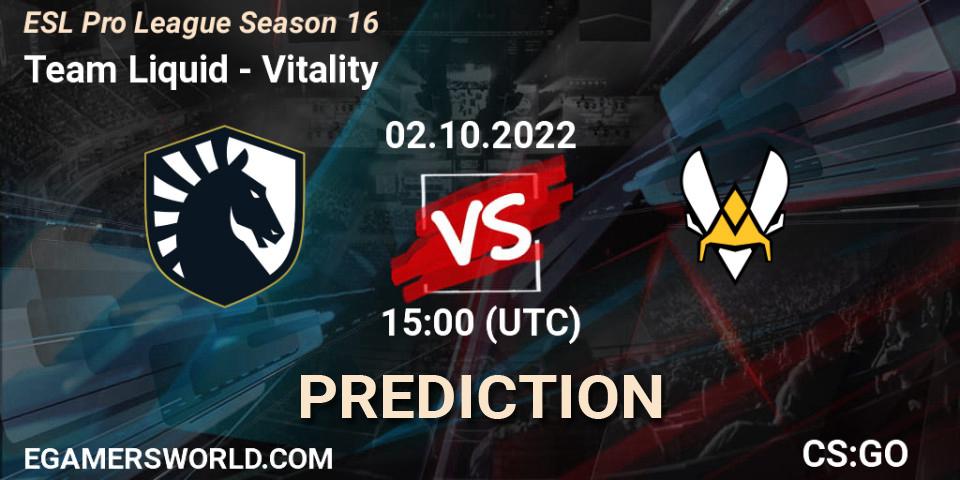 Team Liquid - Vitality: прогноз. 02.10.2022 at 15:05, Counter-Strike (CS2), ESL Pro League Season 16