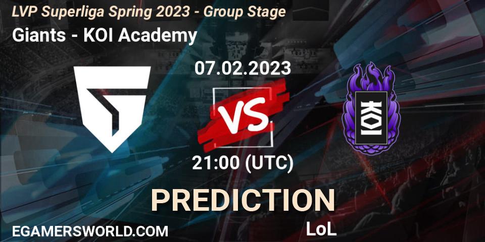 Giants - KOI Academy: прогноз. 07.02.23, LoL, LVP Superliga Spring 2023 - Group Stage