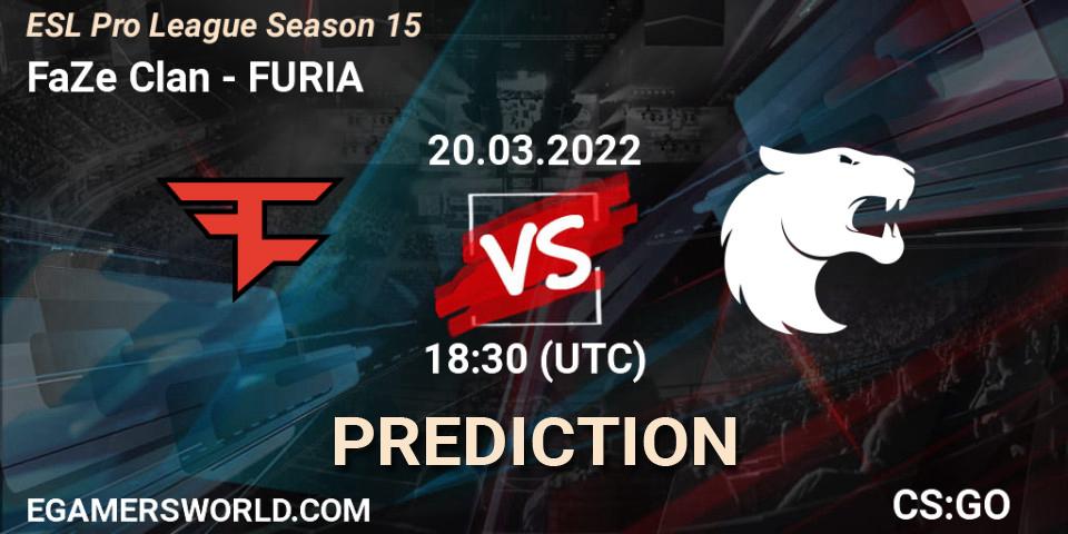 FaZe Clan - FURIA: прогноз. 20.03.2022 at 18:45, Counter-Strike (CS2), ESL Pro League Season 15