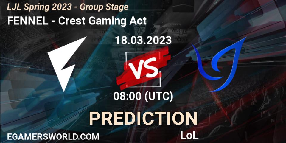 FENNEL - Crest Gaming Act: прогноз. 18.03.2023 at 08:00, LoL, LJL Spring 2023 - Group Stage