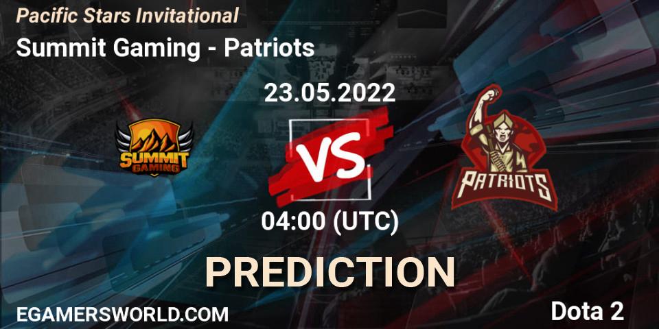 Summit Gaming - Patriots: прогноз. 23.05.2022 at 05:00, Dota 2, Pacific Stars Invitational