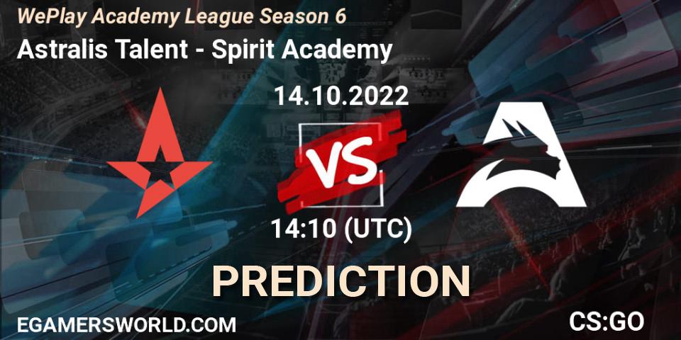 Astralis Talent - Spirit Academy: прогноз. 14.10.2022 at 14:10, Counter-Strike (CS2), WePlay Academy League Season 6