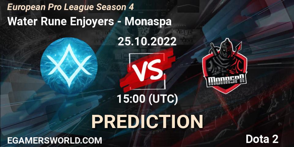 Water Rune Enjoyers - Monaspa: прогноз. 25.10.2022 at 15:20, Dota 2, European Pro League Season 4