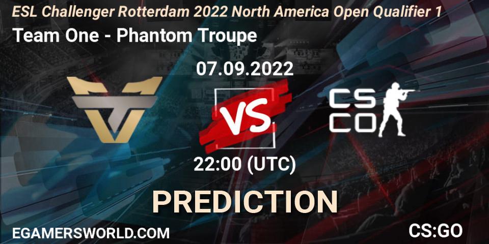 Team One - Phantom Troupe: прогноз. 07.09.2022 at 22:10, Counter-Strike (CS2), ESL Challenger Rotterdam 2022 North America Open Qualifier 1