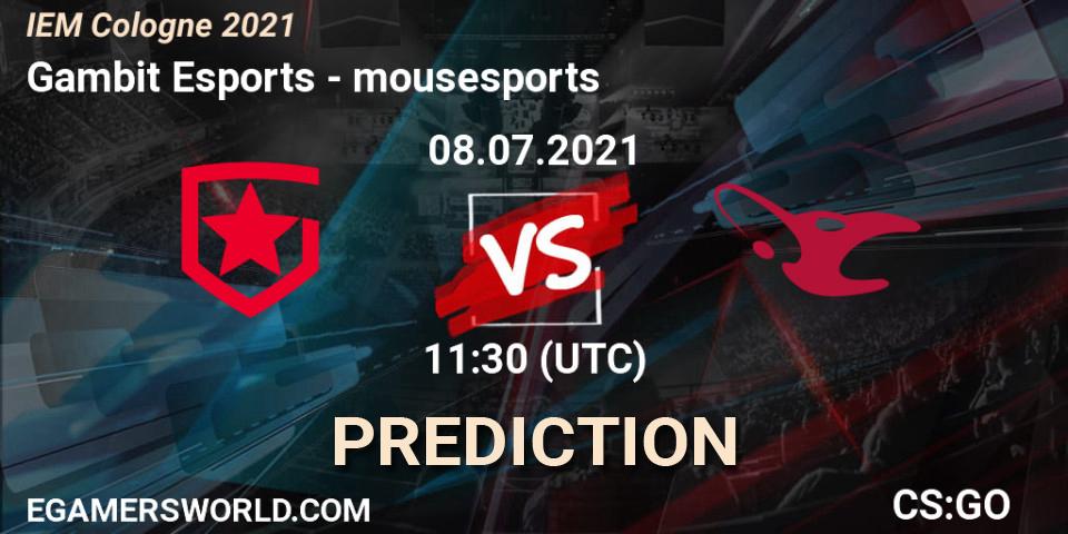 Gambit Esports - mousesports: прогноз. 08.07.2021 at 11:30, Counter-Strike (CS2), IEM Cologne 2021