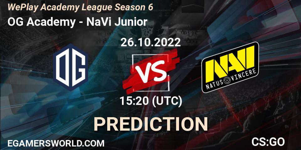 OG Academy - NaVi Junior: прогноз. 26.10.2022 at 15:35, Counter-Strike (CS2), WePlay Academy League Season 6