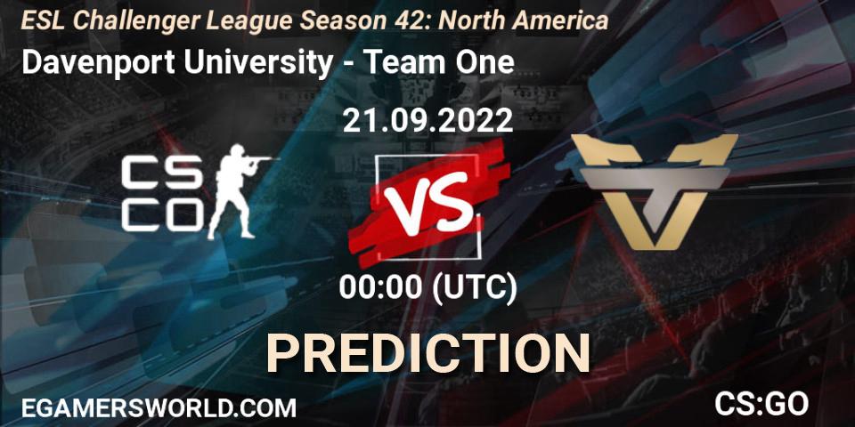 Davenport University - Team One: прогноз. 21.09.2022 at 00:00, Counter-Strike (CS2), ESL Challenger League Season 42: North America