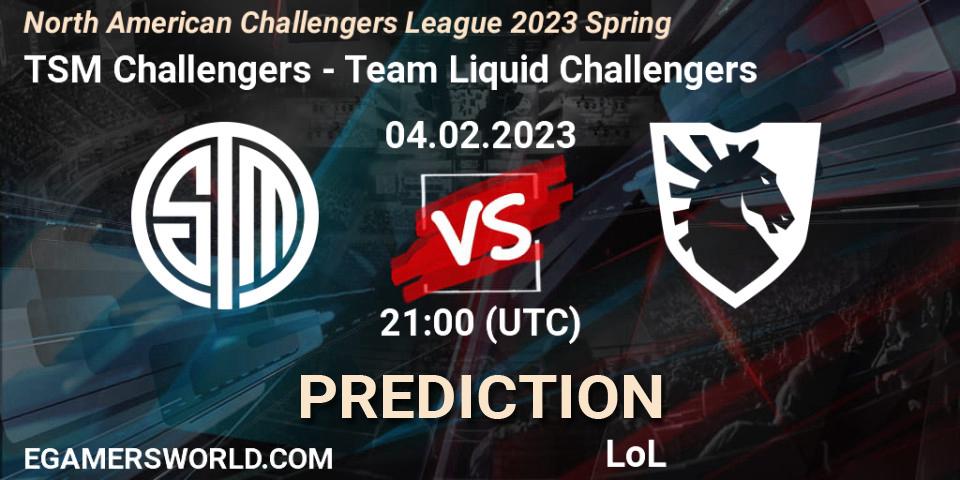 TSM Challengers - Team Liquid Challengers: прогноз. 04.02.23, LoL, NACL 2023 Spring - Group Stage