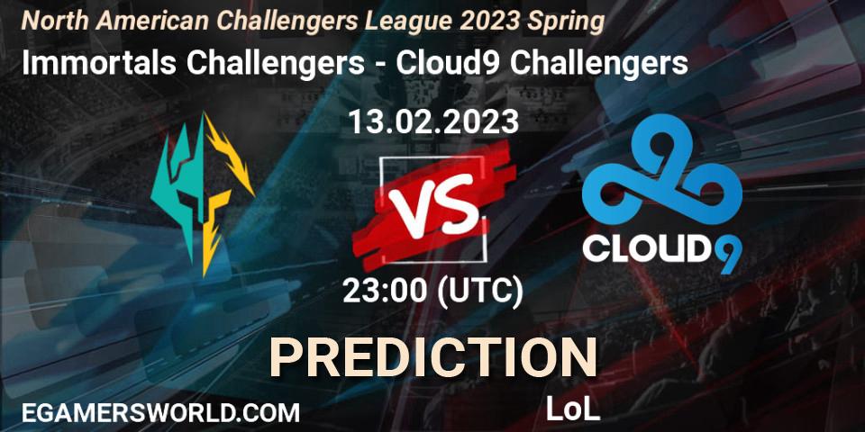 Immortals Challengers - Cloud9 Challengers: прогноз. 13.02.2023 at 23:00, LoL, NACL 2023 Spring - Group Stage