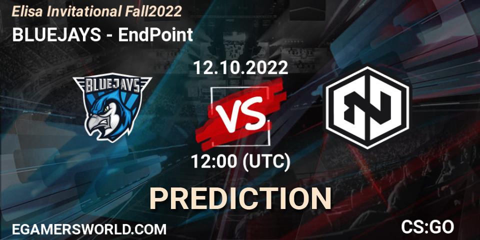 BLUEJAYS - EndPoint: прогноз. 12.10.2022 at 12:00, Counter-Strike (CS2), Elisa Invitational Fall 2022