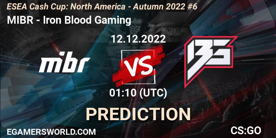 MIBR - Iron Blood Gaming: прогноз. 12.12.22, CS2 (CS:GO), ESEA Cash Cup: North America - Autumn 2022 #6