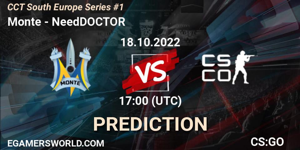 Monte - NeedDOCTOR: прогноз. 18.10.2022 at 17:00, Counter-Strike (CS2), CCT South Europe Series #1