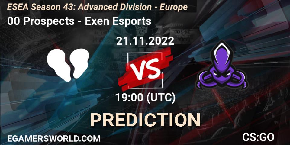 00 Prospects - Exen Esports: прогноз. 21.11.2022 at 19:00, Counter-Strike (CS2), ESEA Season 43: Advanced Division - Europe