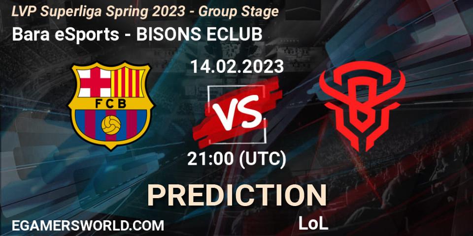 Barça eSports - BISONS ECLUB: прогноз. 14.02.2023 at 21:00, LoL, LVP Superliga Spring 2023 - Group Stage
