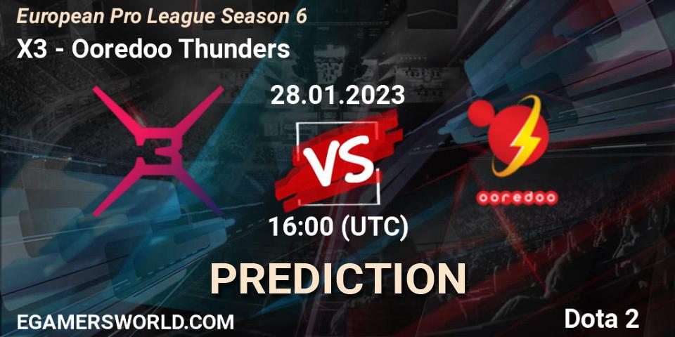 X3 - Ooredoo Thunders: прогноз. 28.01.2023 at 16:42, Dota 2, European Pro League Season 6