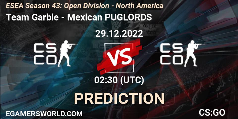 Team Garble - Mexican PUGLORDS: прогноз. 29.12.2022 at 02:30, Counter-Strike (CS2), ESEA Season 43: Open Division - North America
