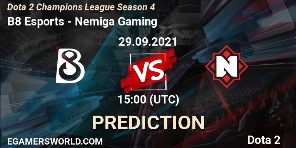 B8 Esports - Nemiga Gaming: прогноз. 29.09.2021 at 15:01, Dota 2, Dota 2 Champions League Season 4
