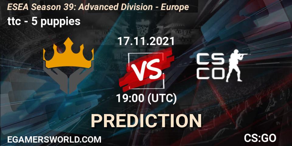 ttc - 5 puppies: прогноз. 17.11.2021 at 19:00, Counter-Strike (CS2), ESEA Season 39: Advanced Division - Europe