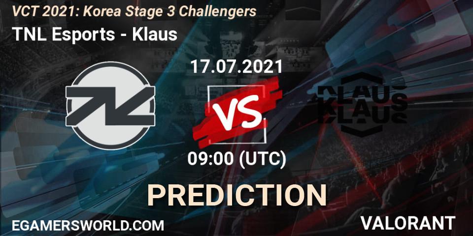 TNL Esports - Klaus: прогноз. 17.07.2021 at 09:00, VALORANT, VCT 2021: Korea Stage 3 Challengers