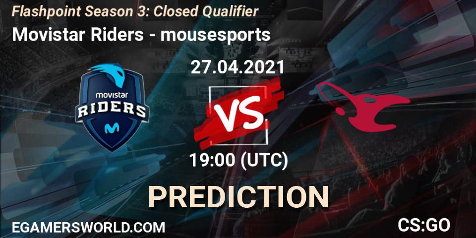 Movistar Riders - mousesports: прогноз. 27.04.2021 at 20:00, Counter-Strike (CS2), Flashpoint Season 3: Closed Qualifier
