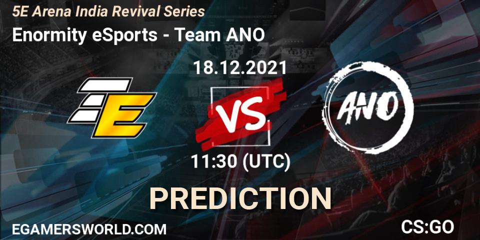 Enormity eSports - Team ANO: прогноз. 18.12.2021 at 11:30, Counter-Strike (CS2), 5E Arena India Revival Series