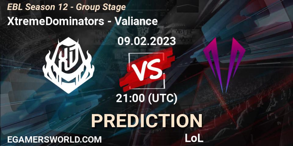 XtremeDominators - Valiance: прогноз. 09.02.23, LoL, EBL Season 12 - Group Stage