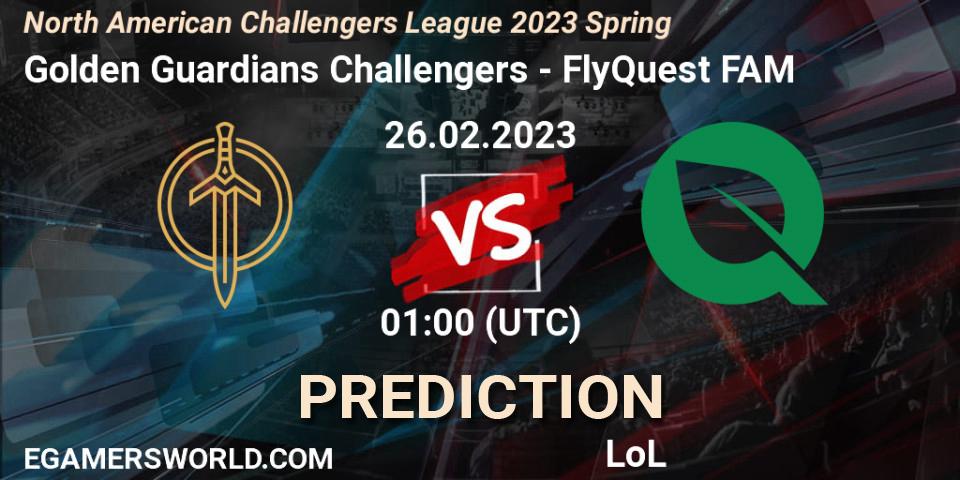 Golden Guardians Challengers - FlyQuest FAM: прогноз. 26.02.2023 at 01:00, LoL, NACL 2023 Spring - Group Stage