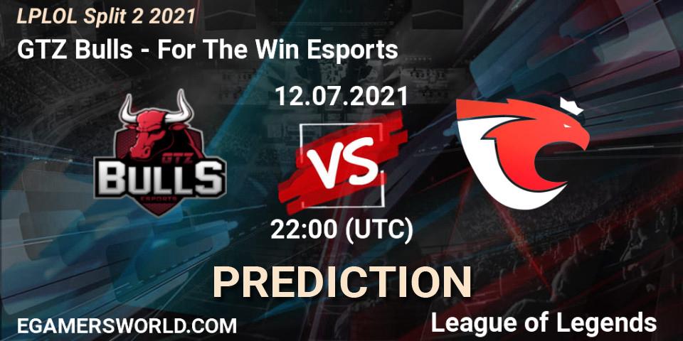 GTZ Bulls - For The Win Esports: прогноз. 12.07.21, LoL, LPLOL Split 2 2021
